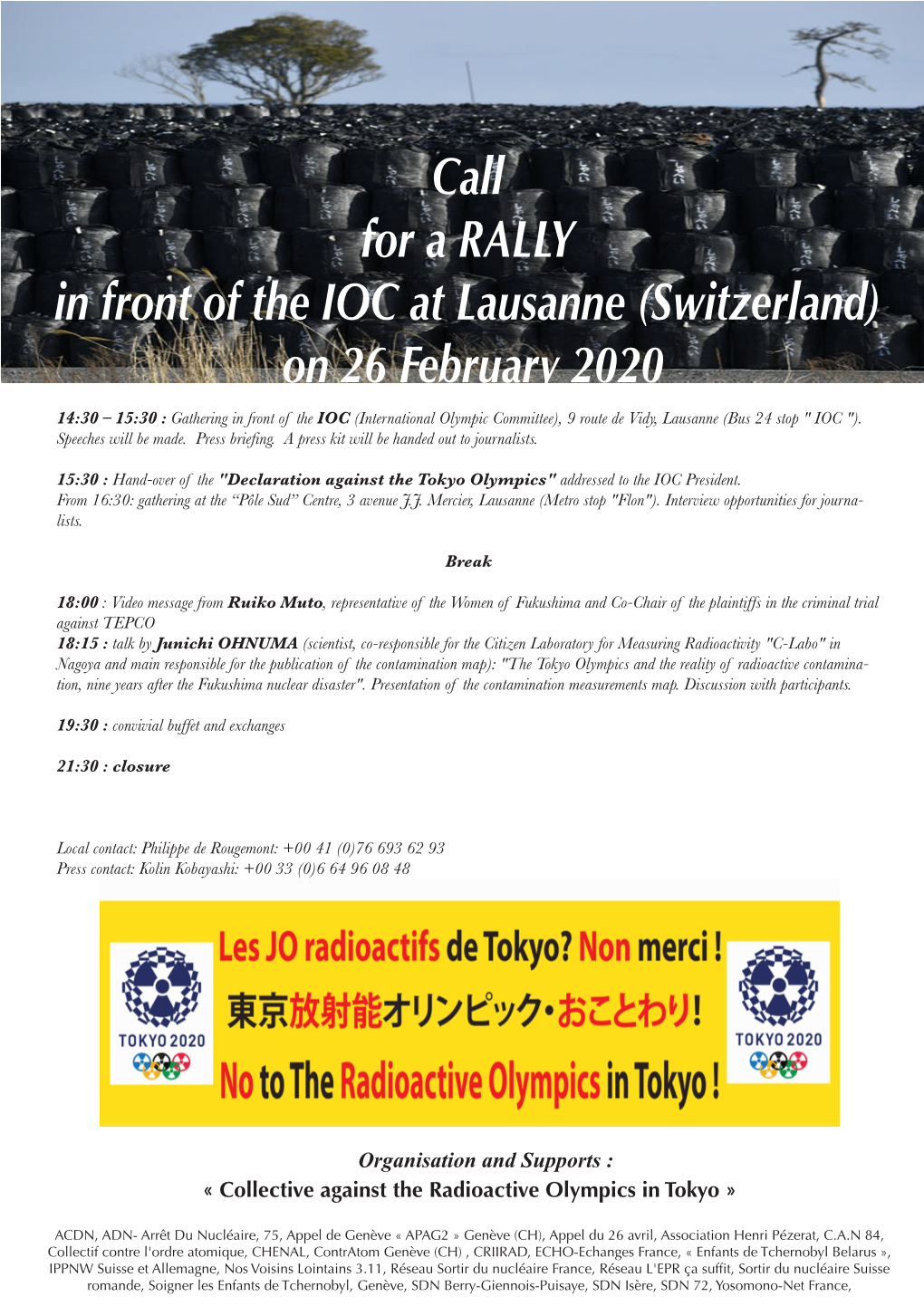 Call for a RALLY in Front of the IOC at Lausanne (Switzerland) on 26