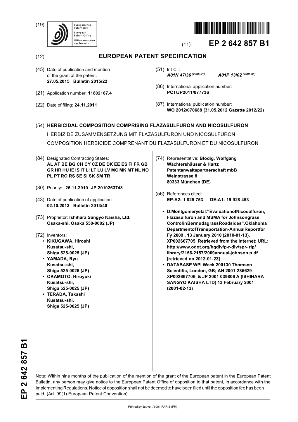 Herbicidal Composition Comprising Flazasulfuron