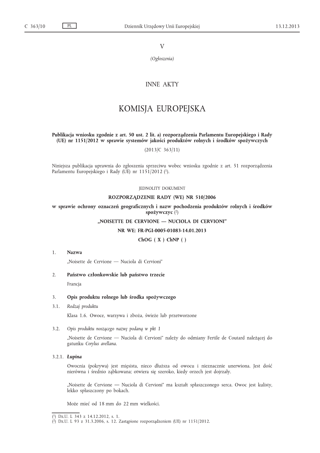 Publikacja Wniosku Zgodnie Z Art. 50 Ust. 2 Lit. A) Rozporządzenia