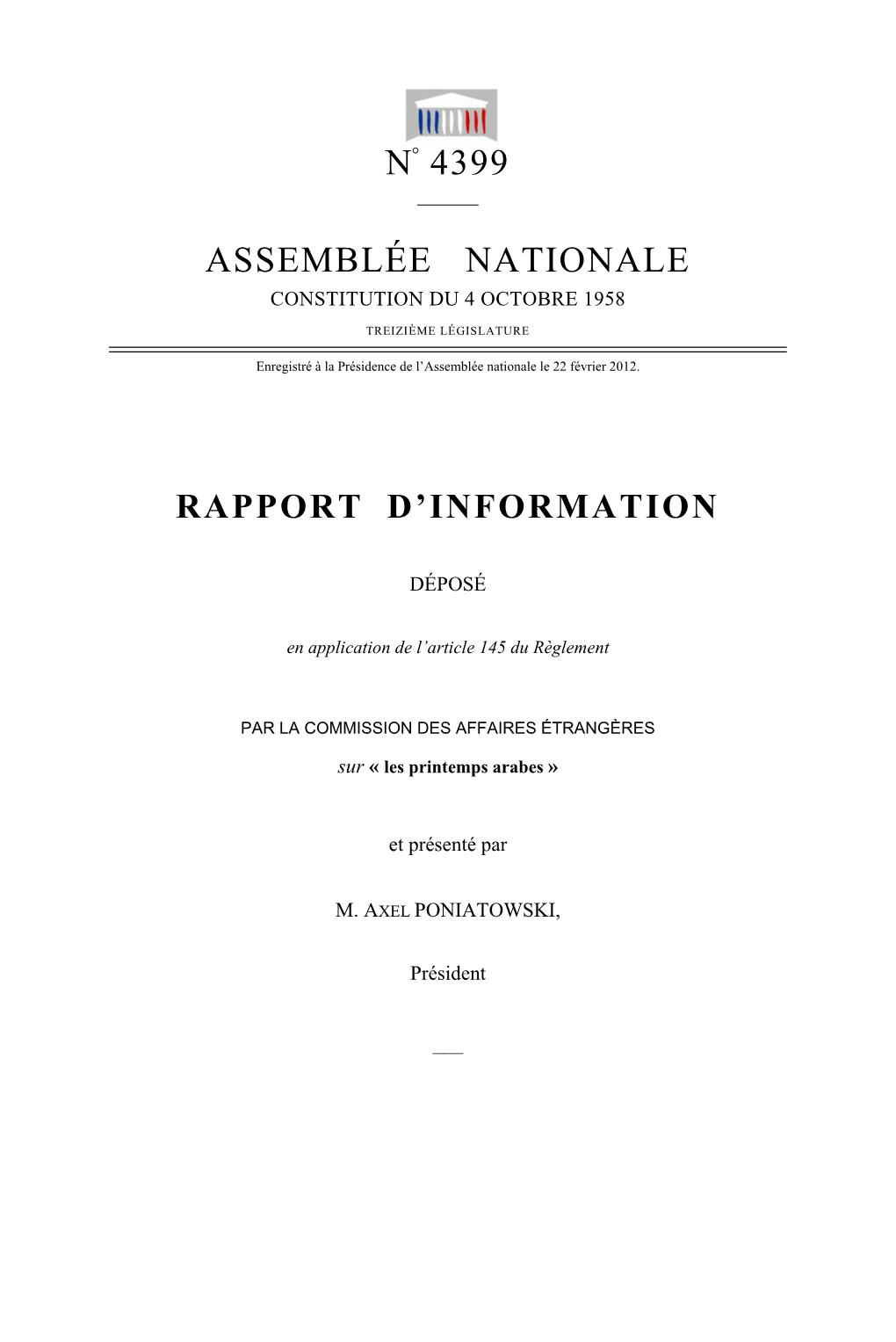 N° 4399 Assemblée Nationale