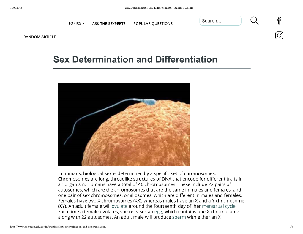 Sex Determination and Differentiation | Sexinfo Online