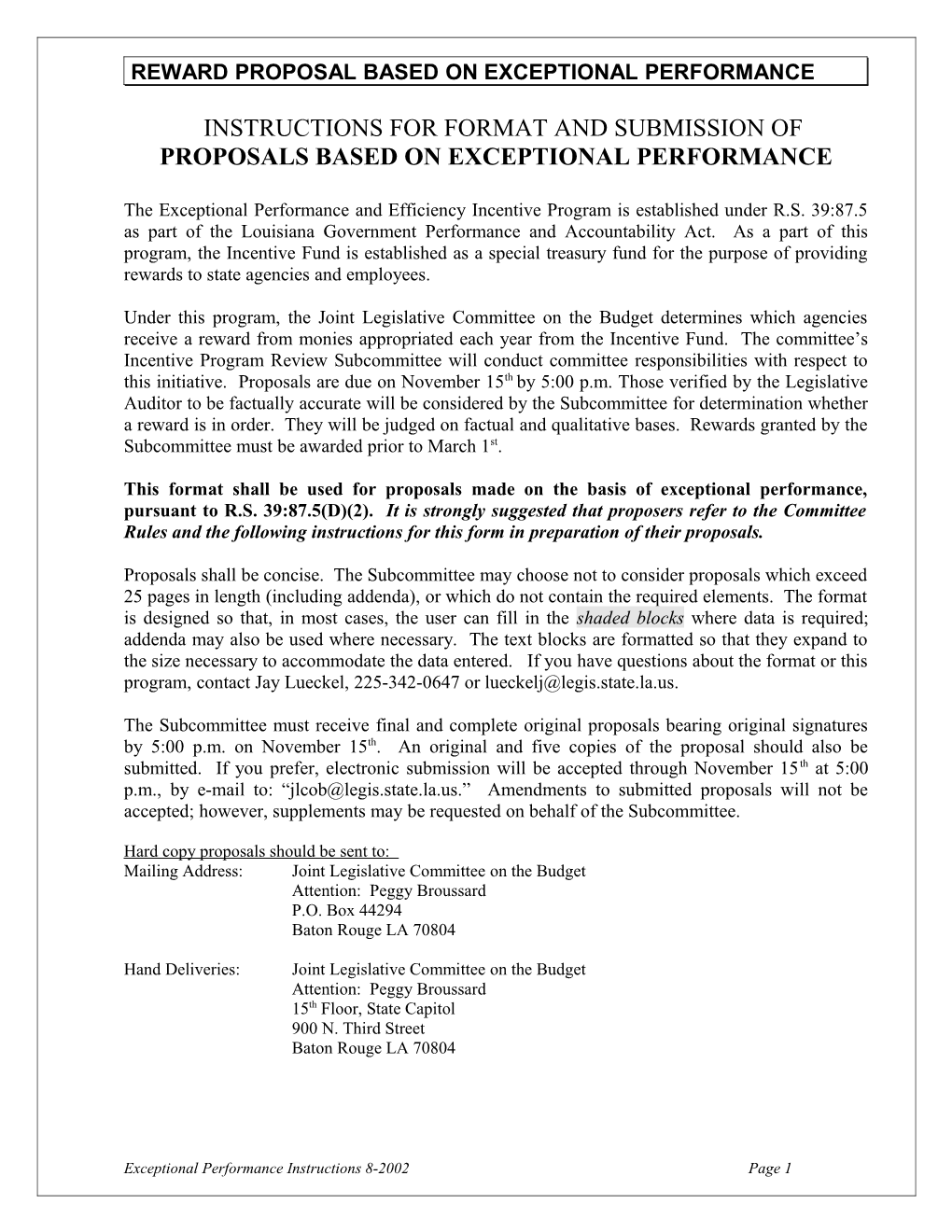 Reward Proposal Based on Exceptional Performance