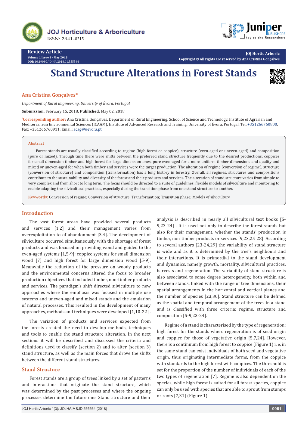 Stand Structure Alterations in Forest Stands