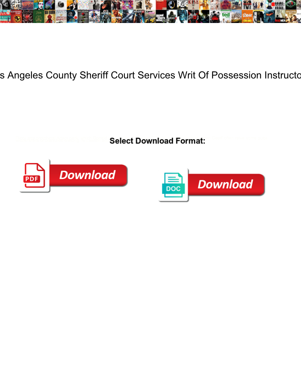 Los Angeles County Sheriff Court Services Writ of Possession Instructons