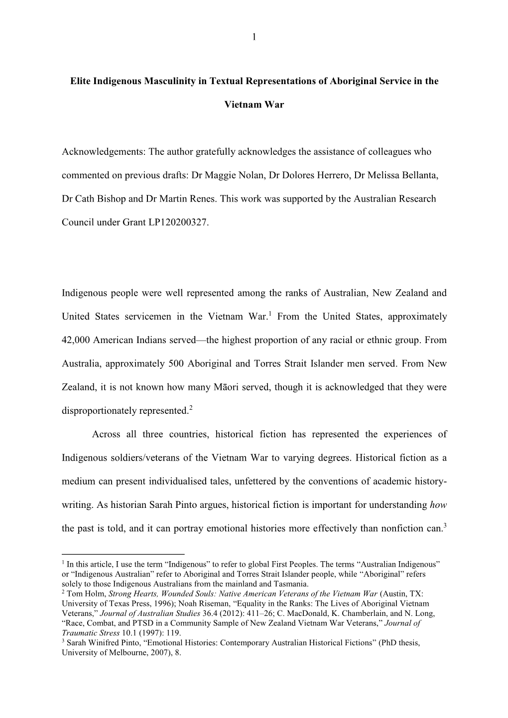 Elite Indigenous Masculinity in Textual Representations of Aboriginal Service in The