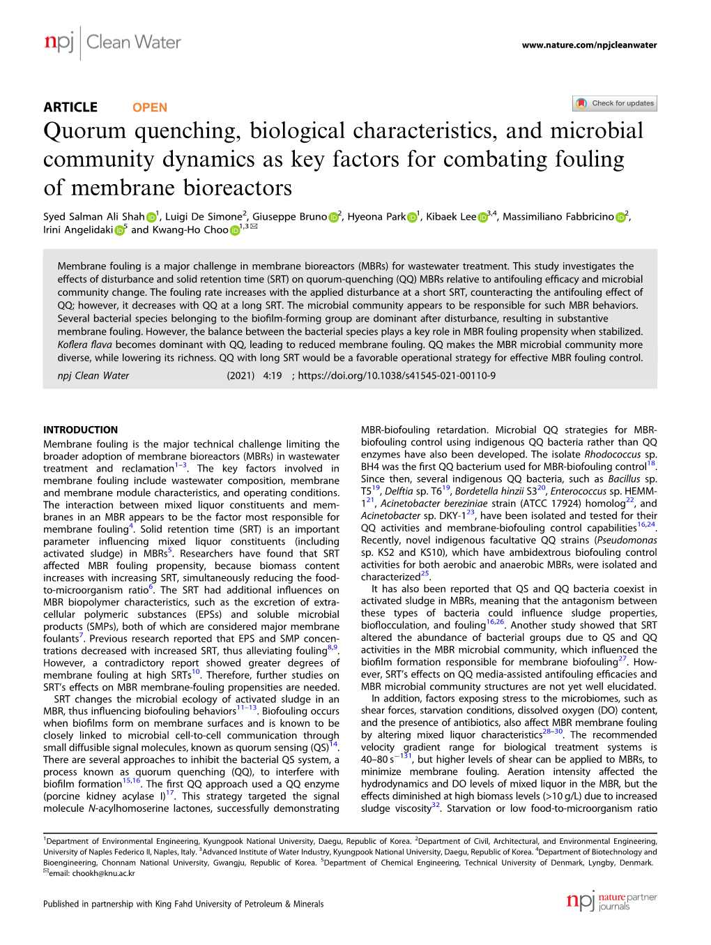 Quorum Quenching, Biological Characteristics, and Microbial Community Dynamics As Key Factors for Combating Fouling of Membrane Bioreactors