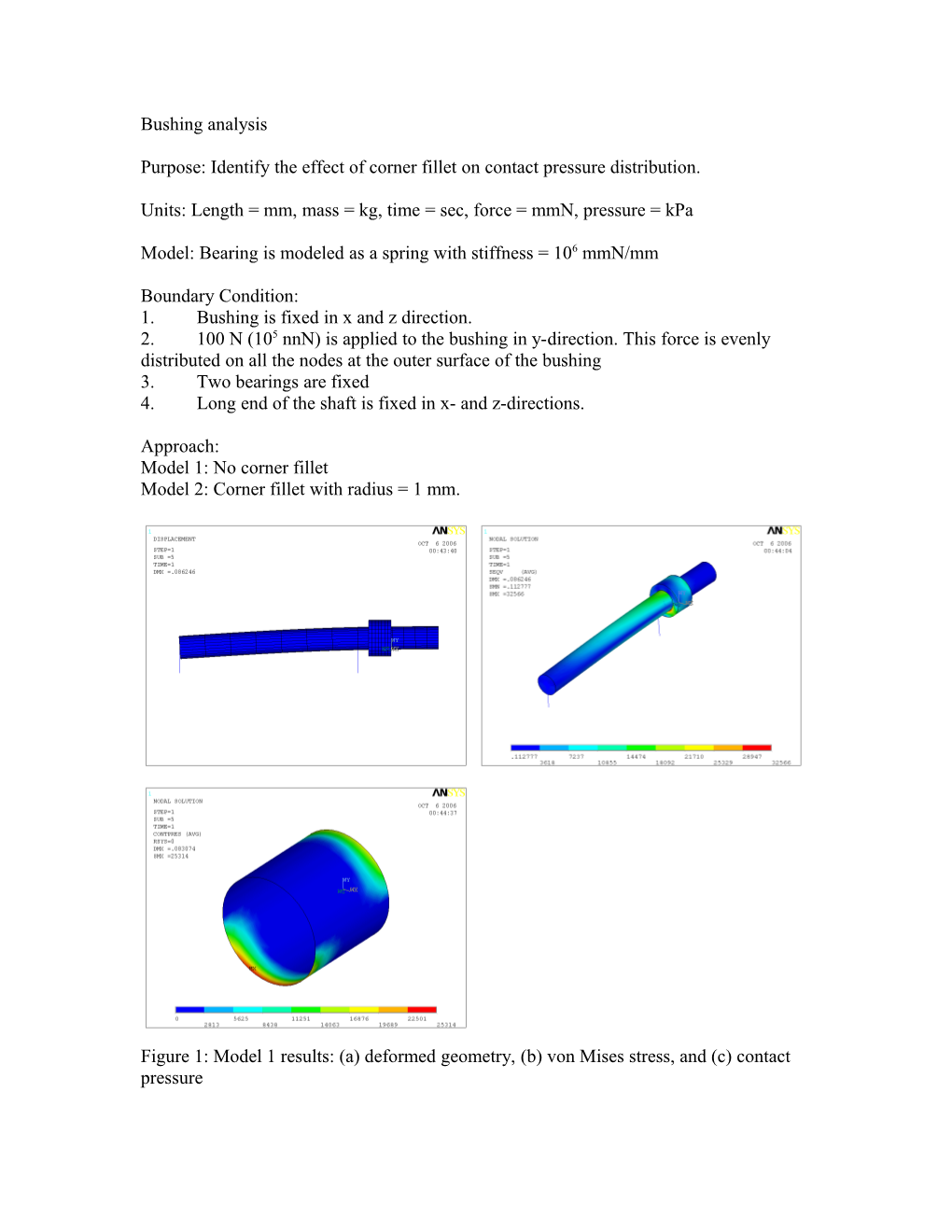 Purpose: Identify the Effect of Corner Fillet on Contact Pressure Distribution