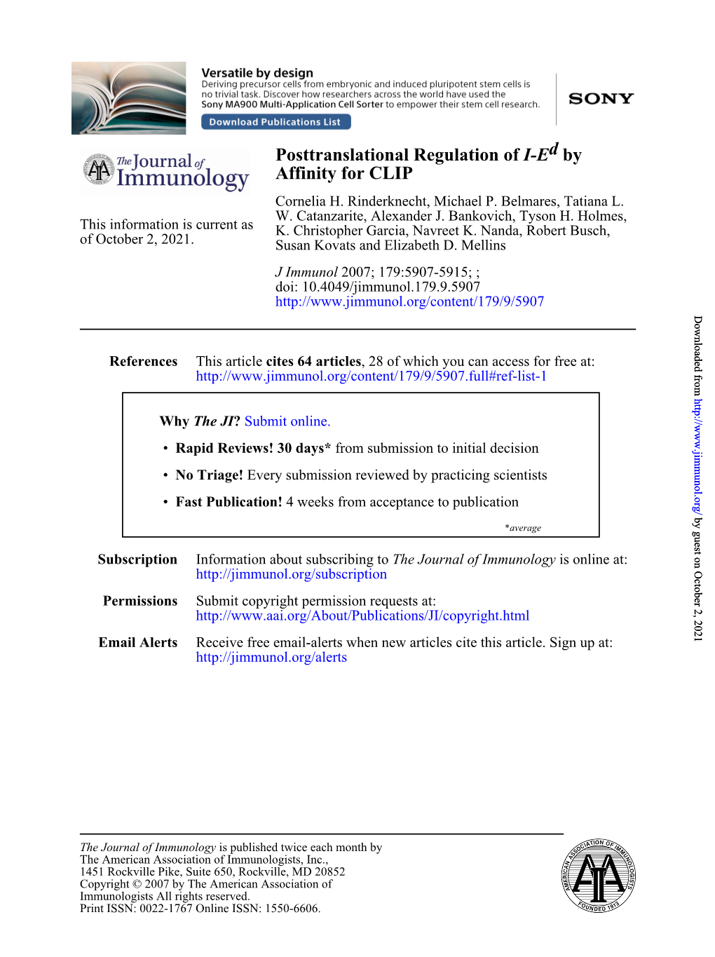 Affinity for CLIP by Di-E Posttranslational Regulation Of