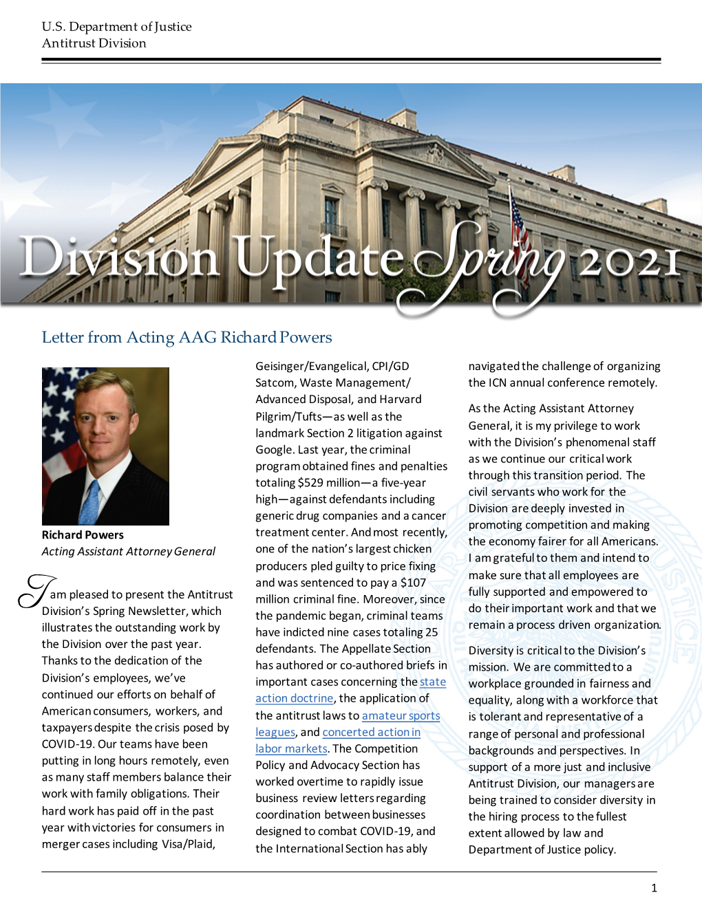 Antitrust Division Update Spring 2021