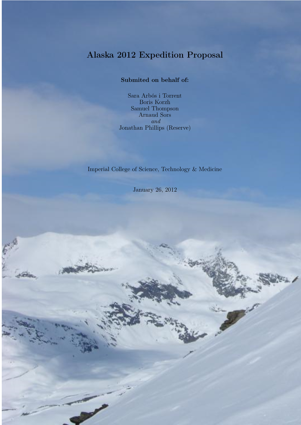 Alaska 2012 Expedition Proposal