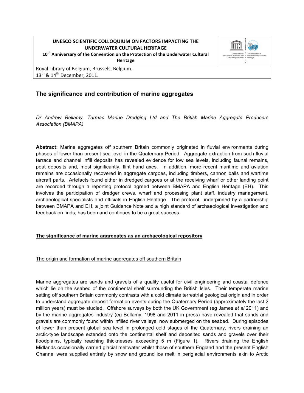 The Significance and Contribution of Marine Aggregates