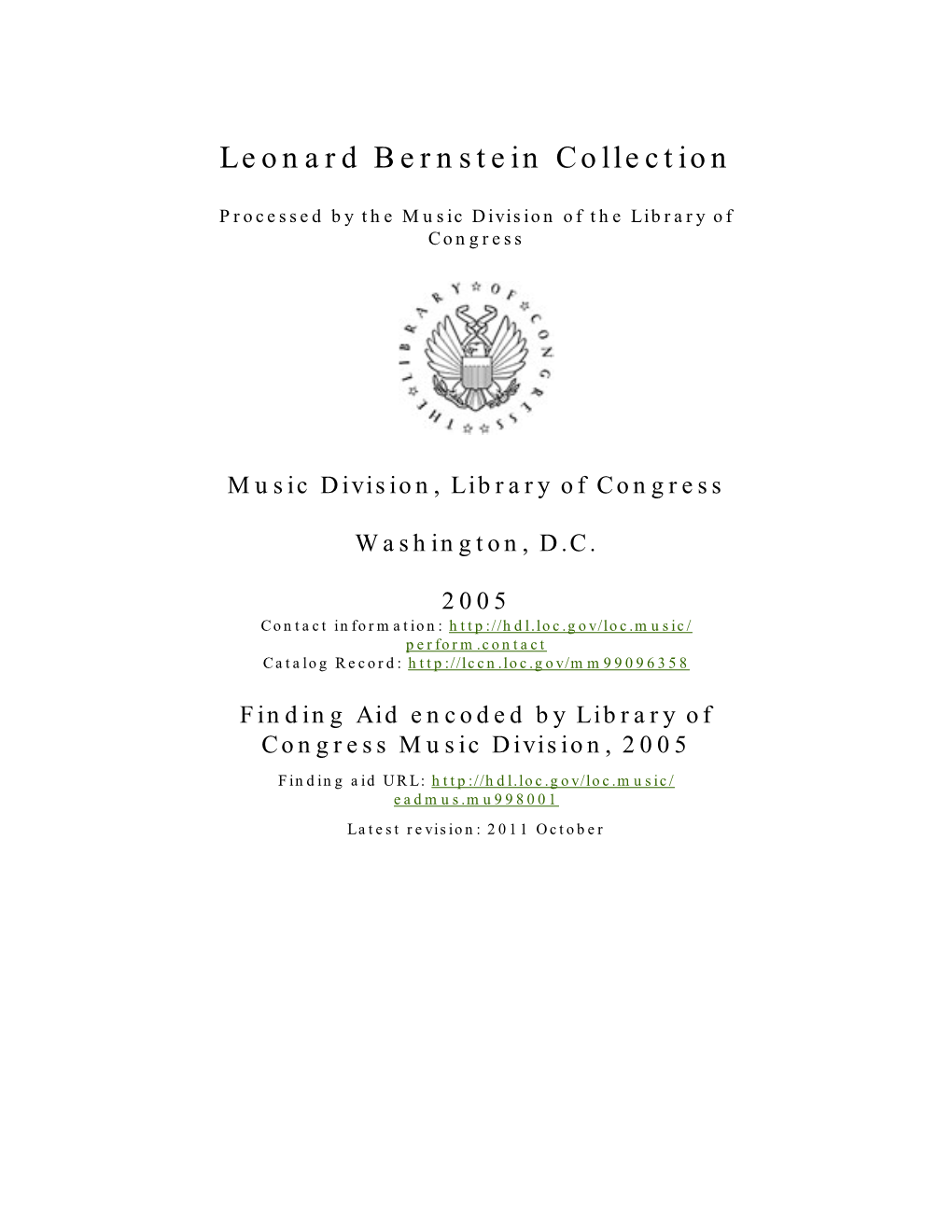 Leonard Bernstein Collection