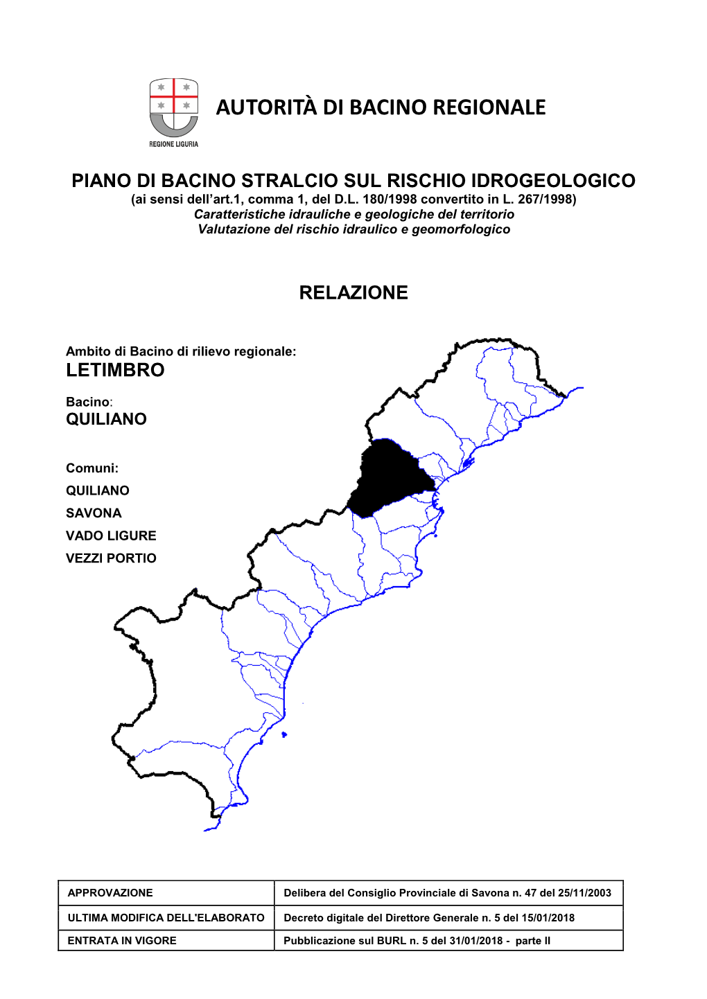 Provincia Di Savona (Luglio 1998)
