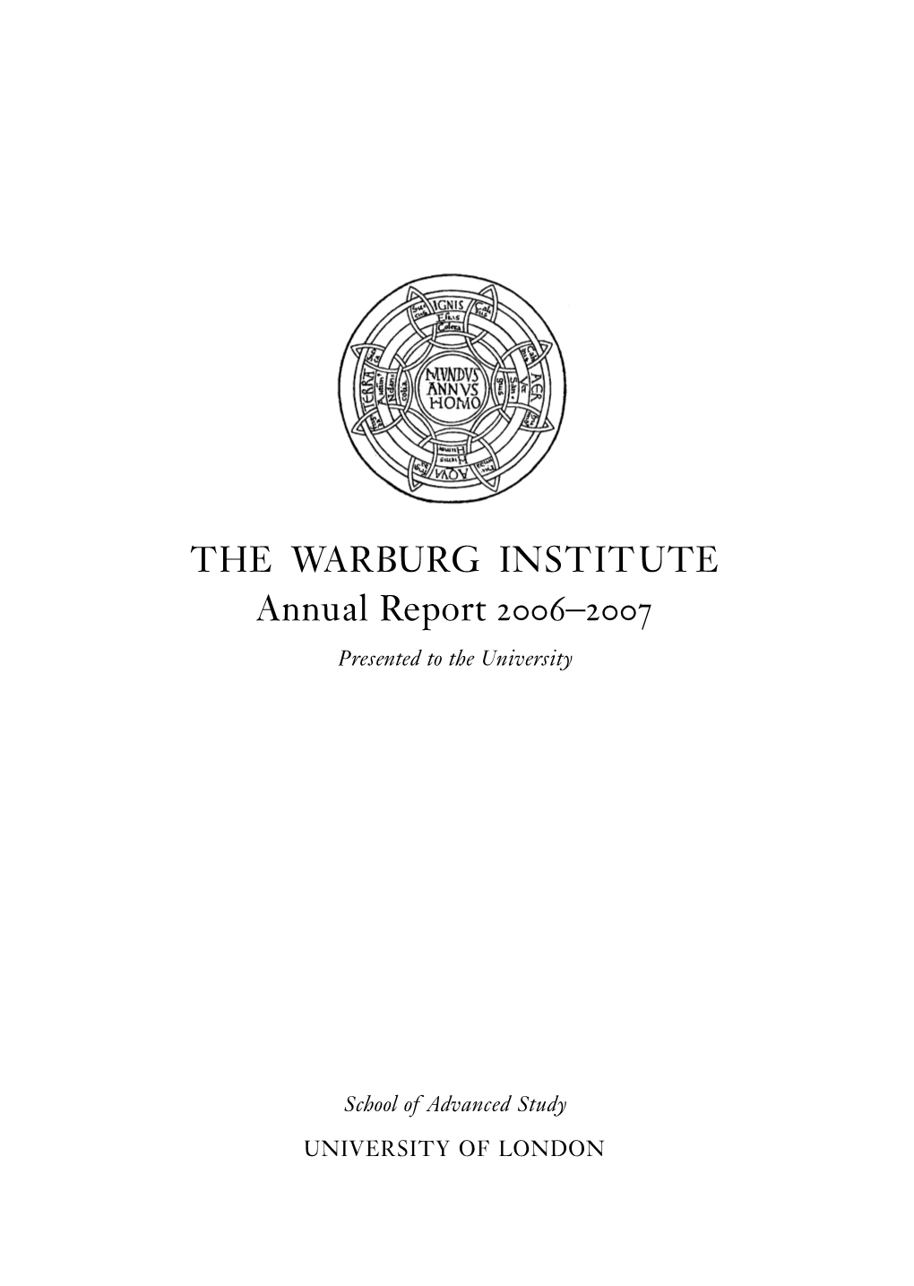 THE WARBURG INSTITUTE Annual Report –