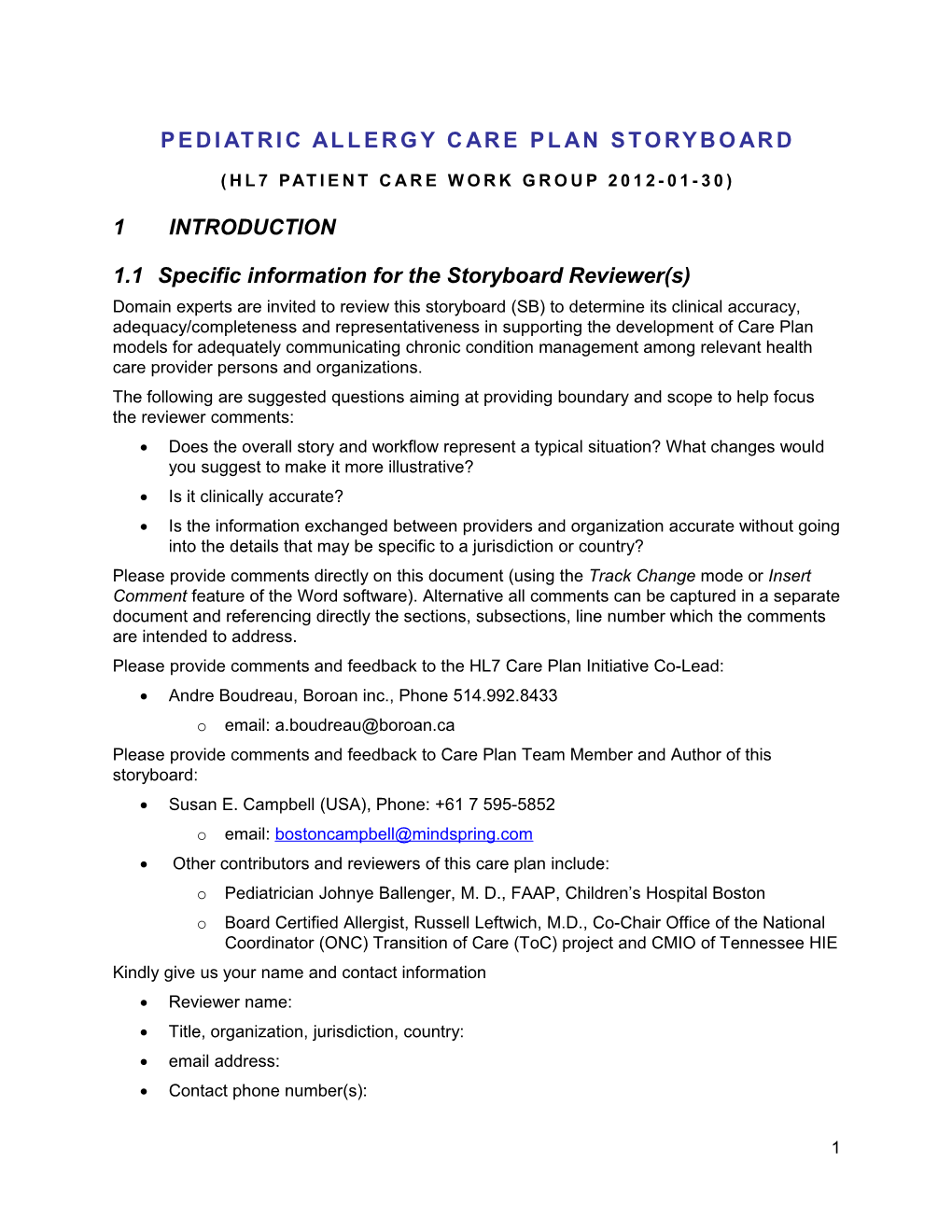 Pediatric Allergy Care Plan Storyboard