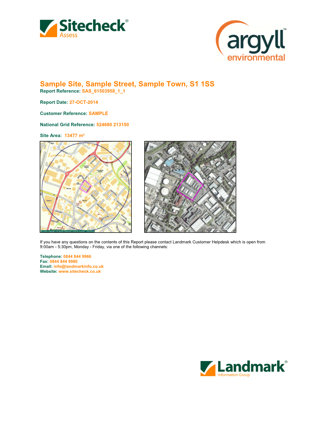 Sample Site, Sample Street, Sample Town, S1 1SS Report Reference: SAS 61503958 1 1