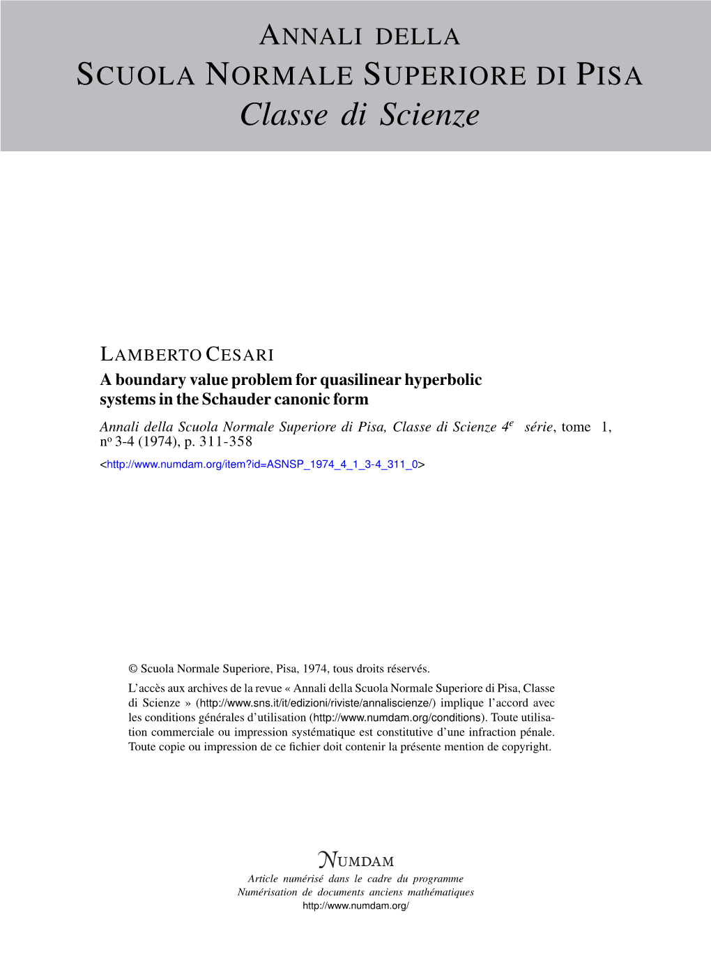 A Boundary Value Problem for Quasilinear Hyperbolic Systems In