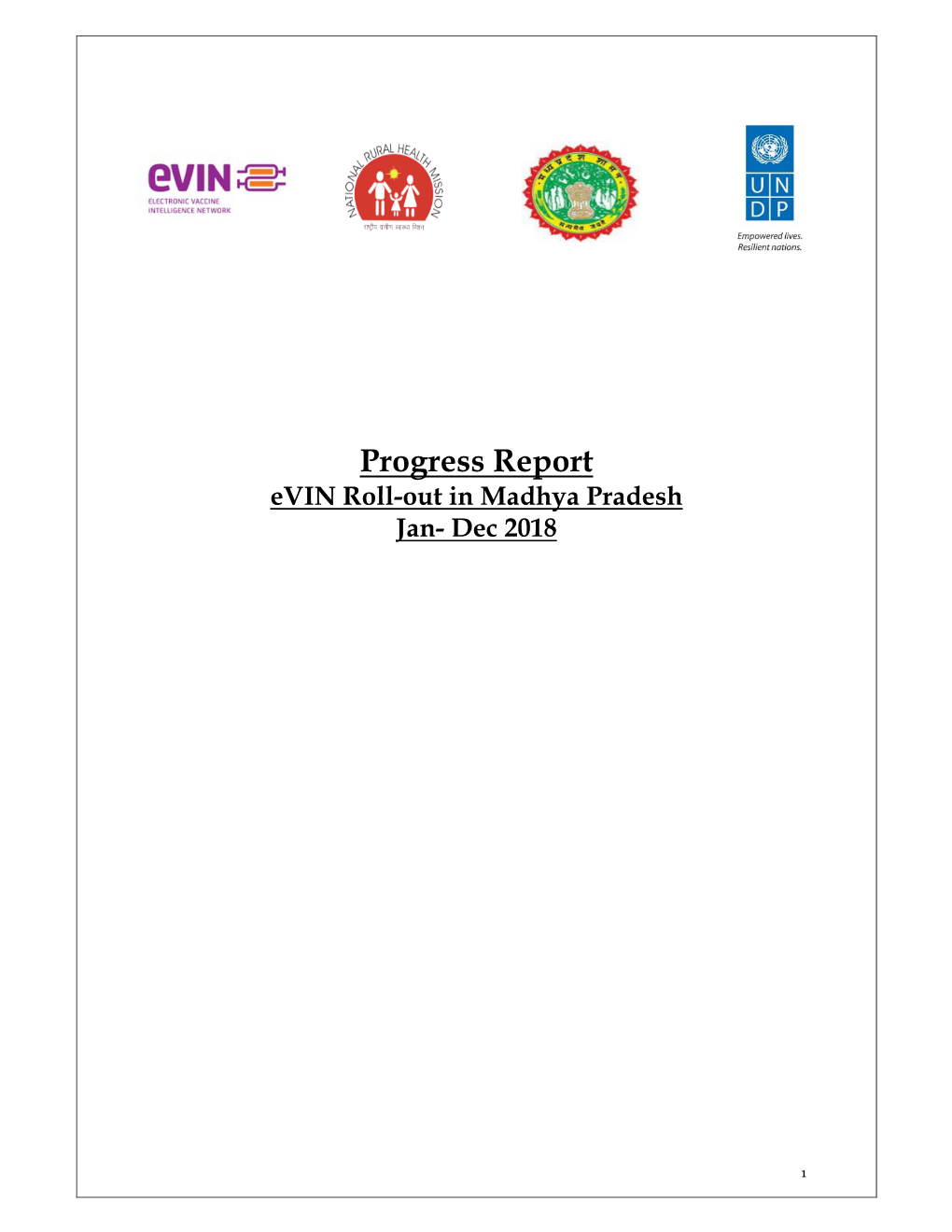 2018 Annual Progress Report Evin Implementation in Madhya Pradesh