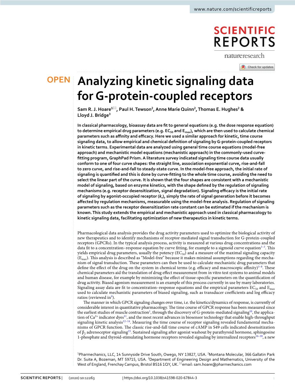 Analyzing Kinetic Signaling Data for G-Protein-Coupled Receptors