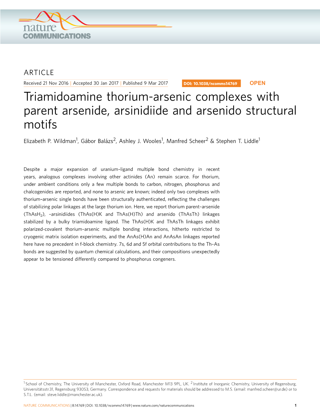 Triamidoamine Thorium-Arsenic Complexes with Parent Arsenide, Arsinidiide and Arsenido Structural Motifs
