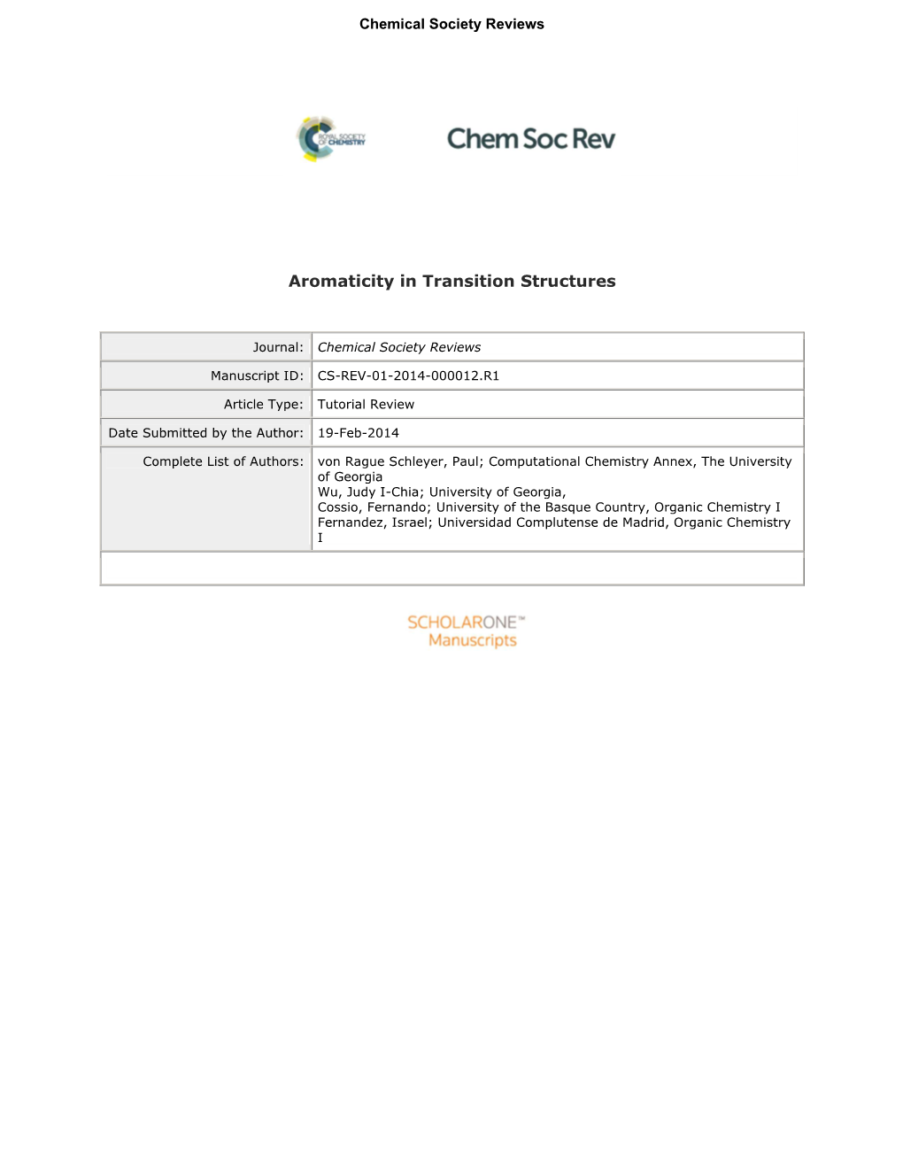 Aromaticity in Transition Structures