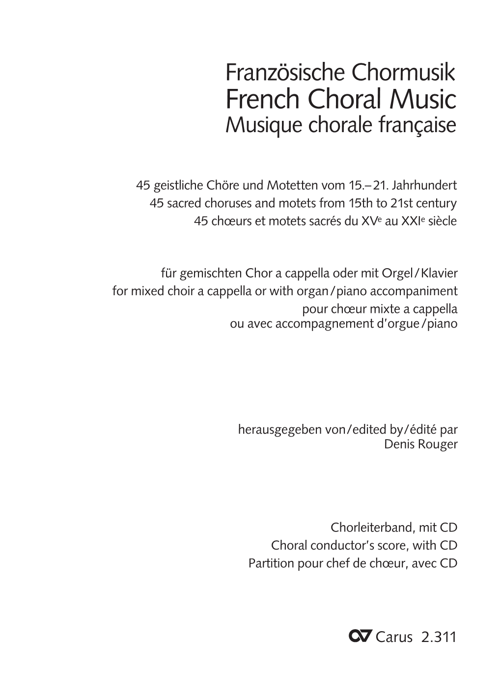 Französische Chormusik French Choral Music Musique Chorale Française
