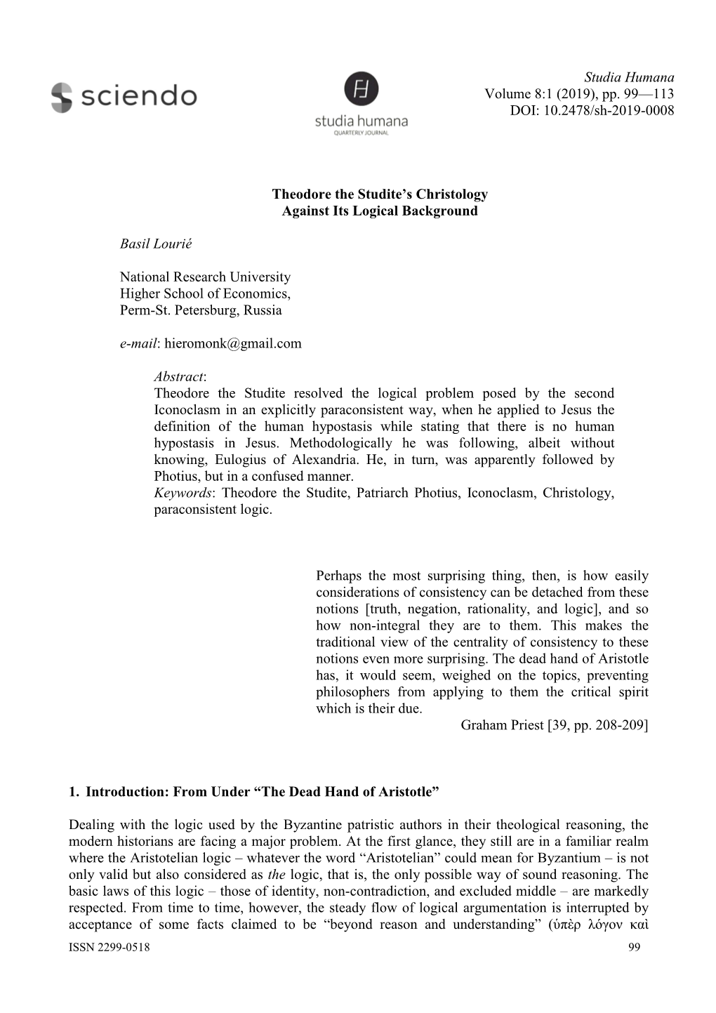 Studia Humana Volume 8:1 (2019), Pp. 99—113 DOI: 10.2478/Sh-2019-0008