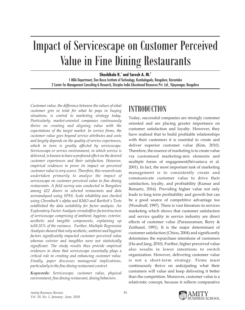 Impact of Servicescape on Customer Perceived Value in Fine Dining Restaurants