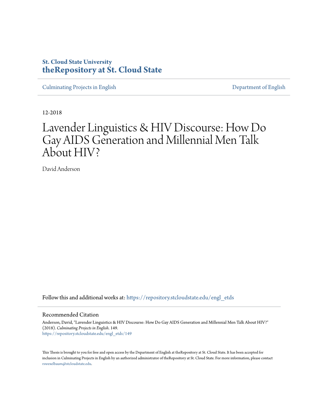 Lavender Linguistics & HIV Discourse: How Do Gay AIDS Generation and Millennial Men Talk About HIV?