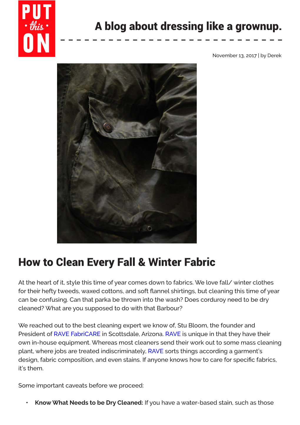 A Blog About Dressing Like a Grownup. How to Clean Every Fall & Winter Fabric