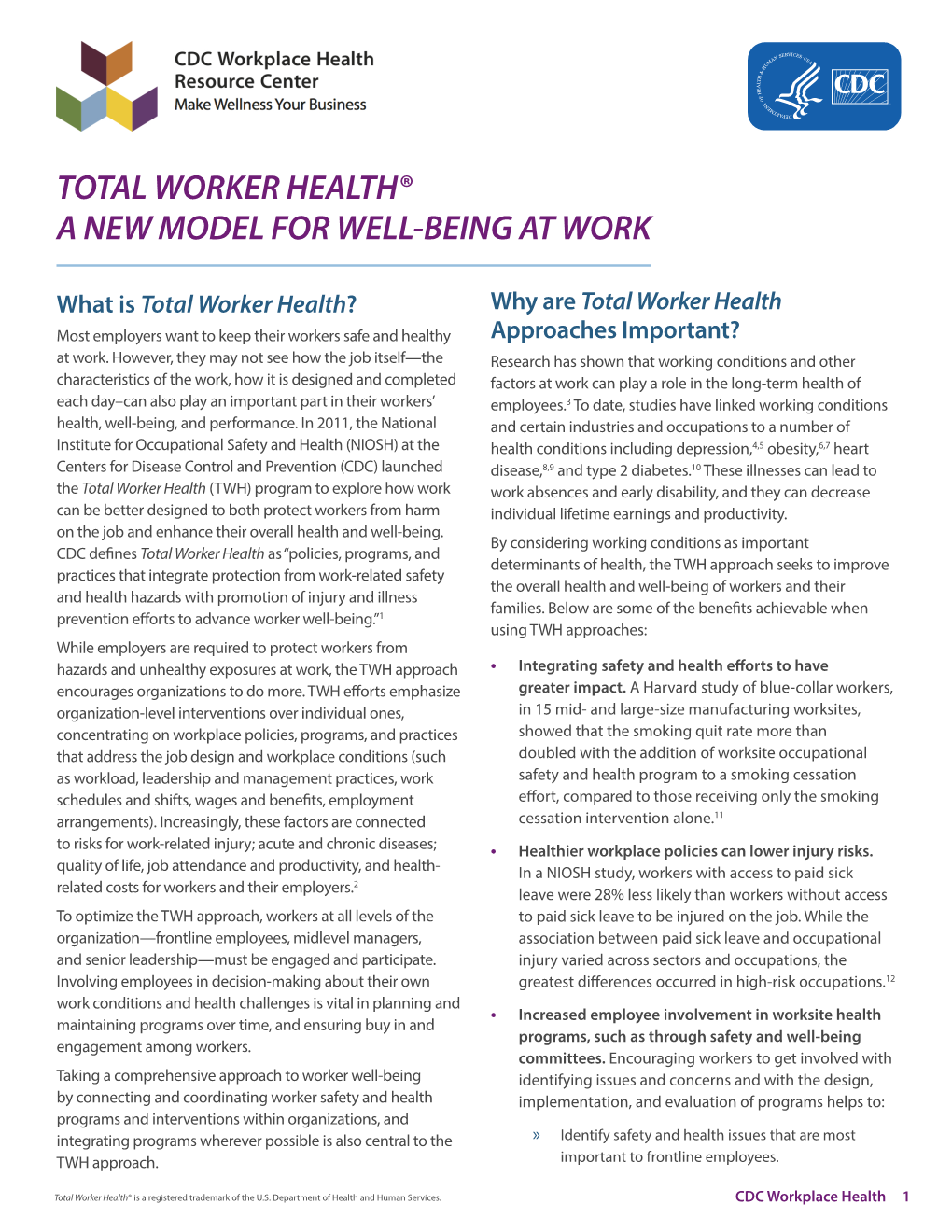 Total Worker Health® a New Model for Well-Being at Work