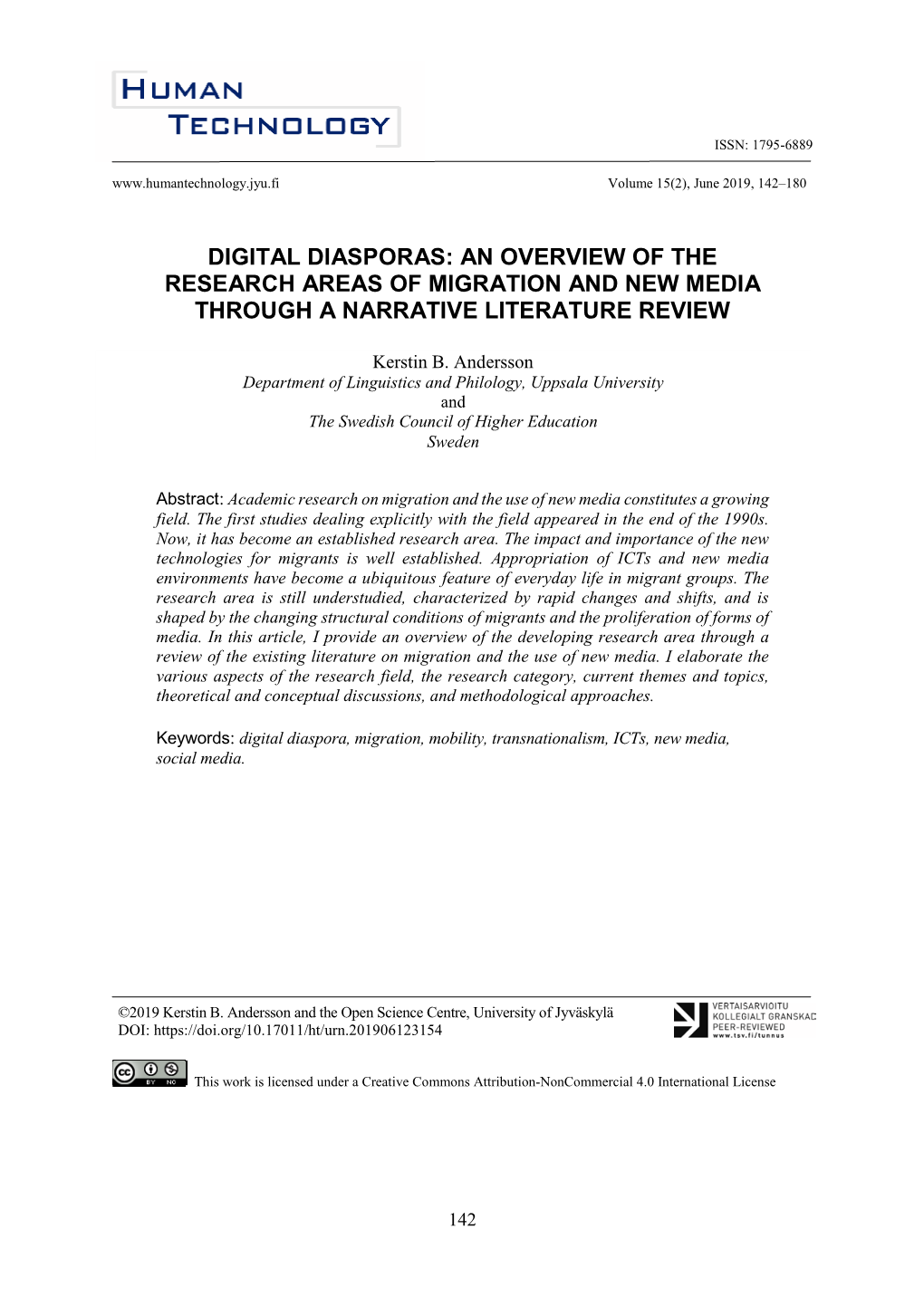 Digital Diasporas: an Overview of the Research Areas of Migration and New Media Through a Narrative Literature Review