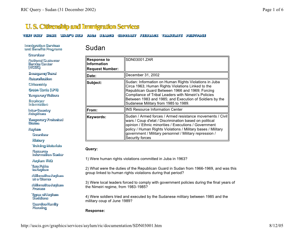 Sudan (31 December 2002) Page 1 of 6