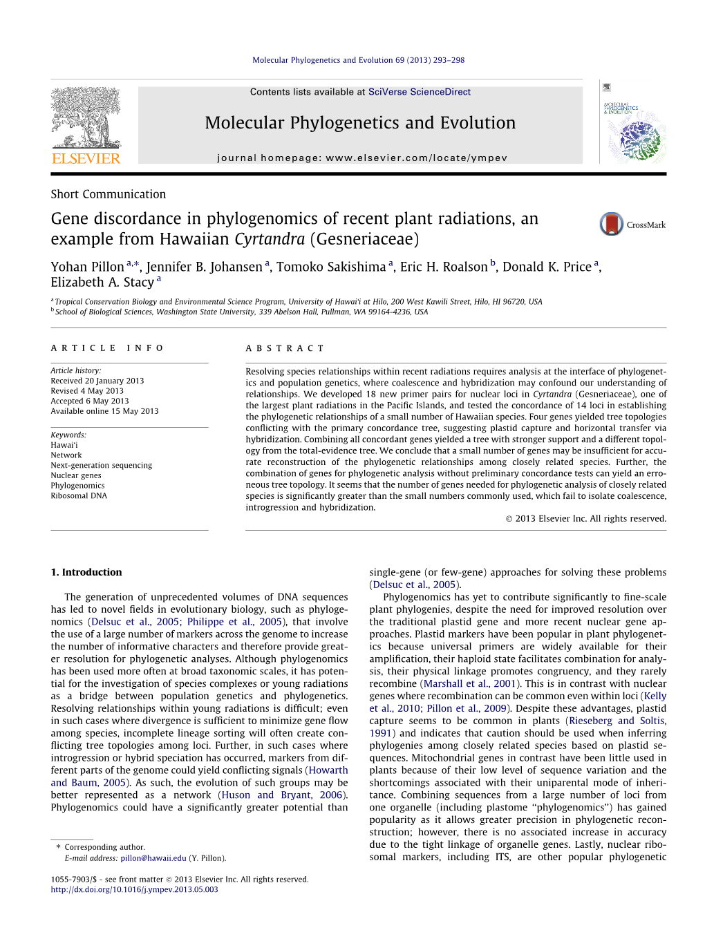 Molecular Phylogenetics and Evolution 69 (2013) 293–298