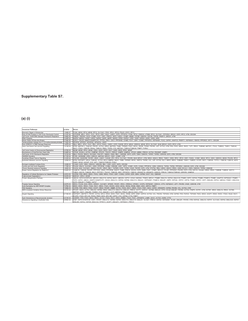 Supplementary Table S7. (A)