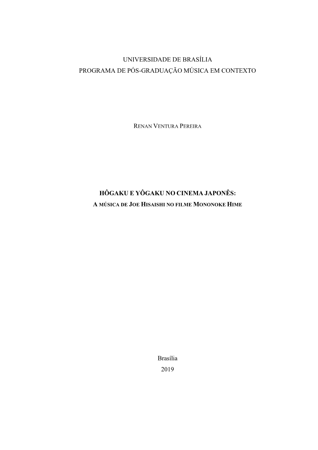 Universidade De Brasília Programa De Pós-Graduação Música Em Contexto