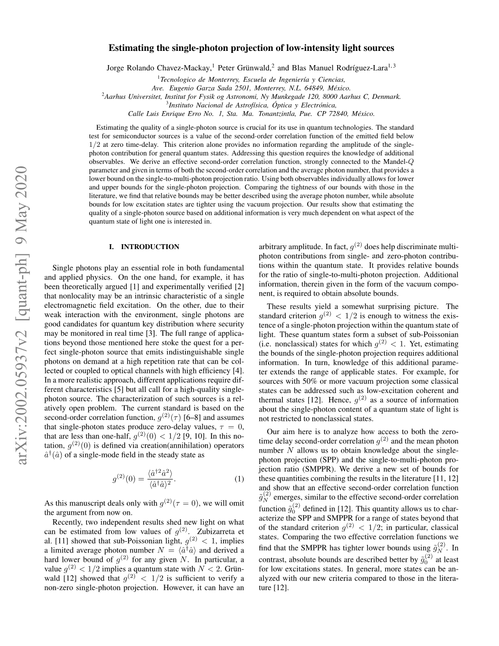 Estimating the Single-Photon Projection of Low-Intensity Light Sources