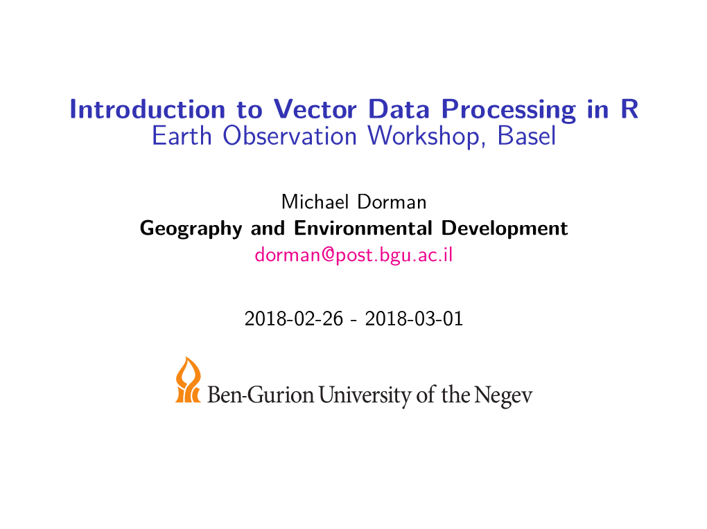 Introduction to Vector Data Processing in R, Basel 2018