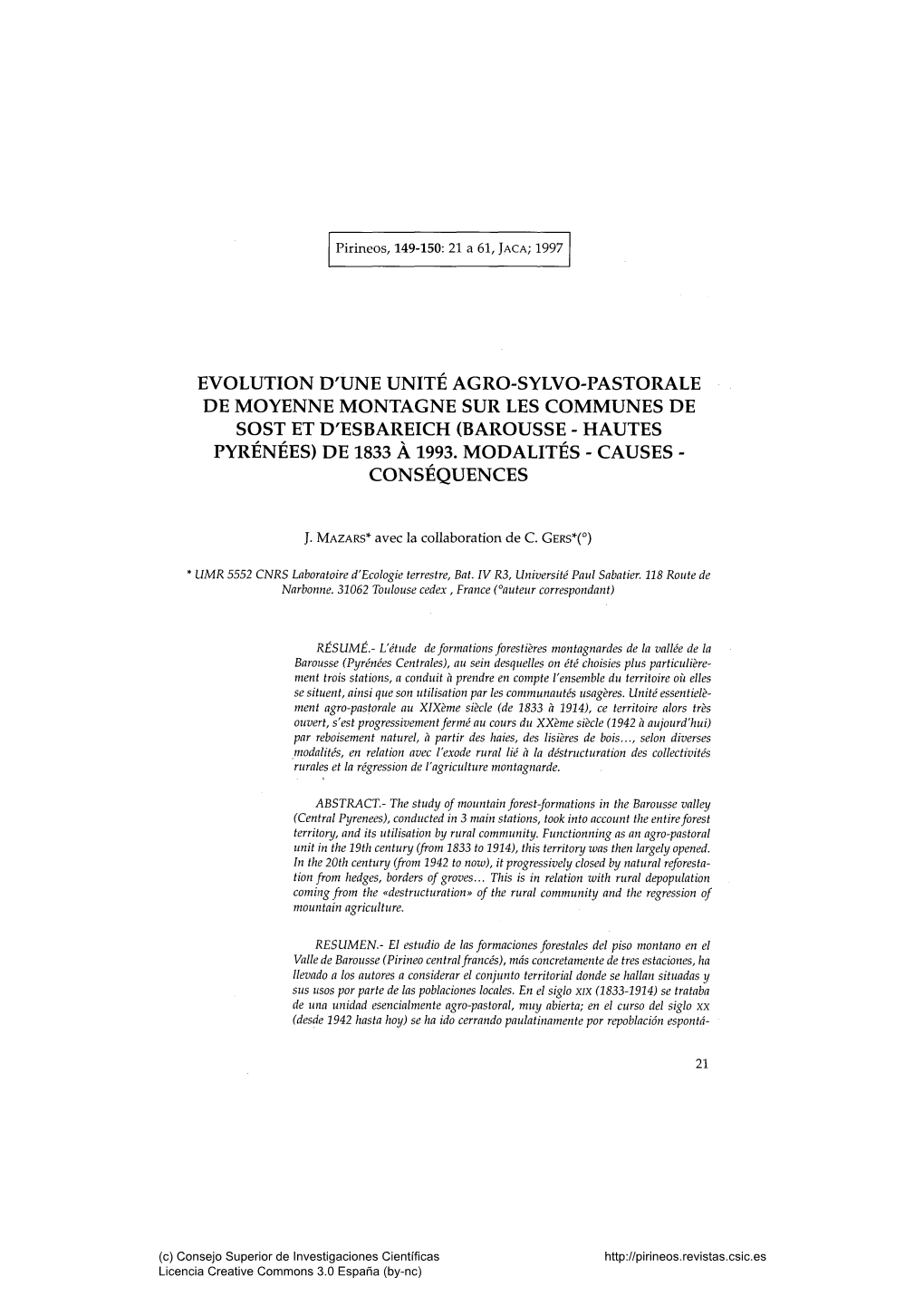 Evolution D'une Unité Agro-Sylvo-Pastorale De