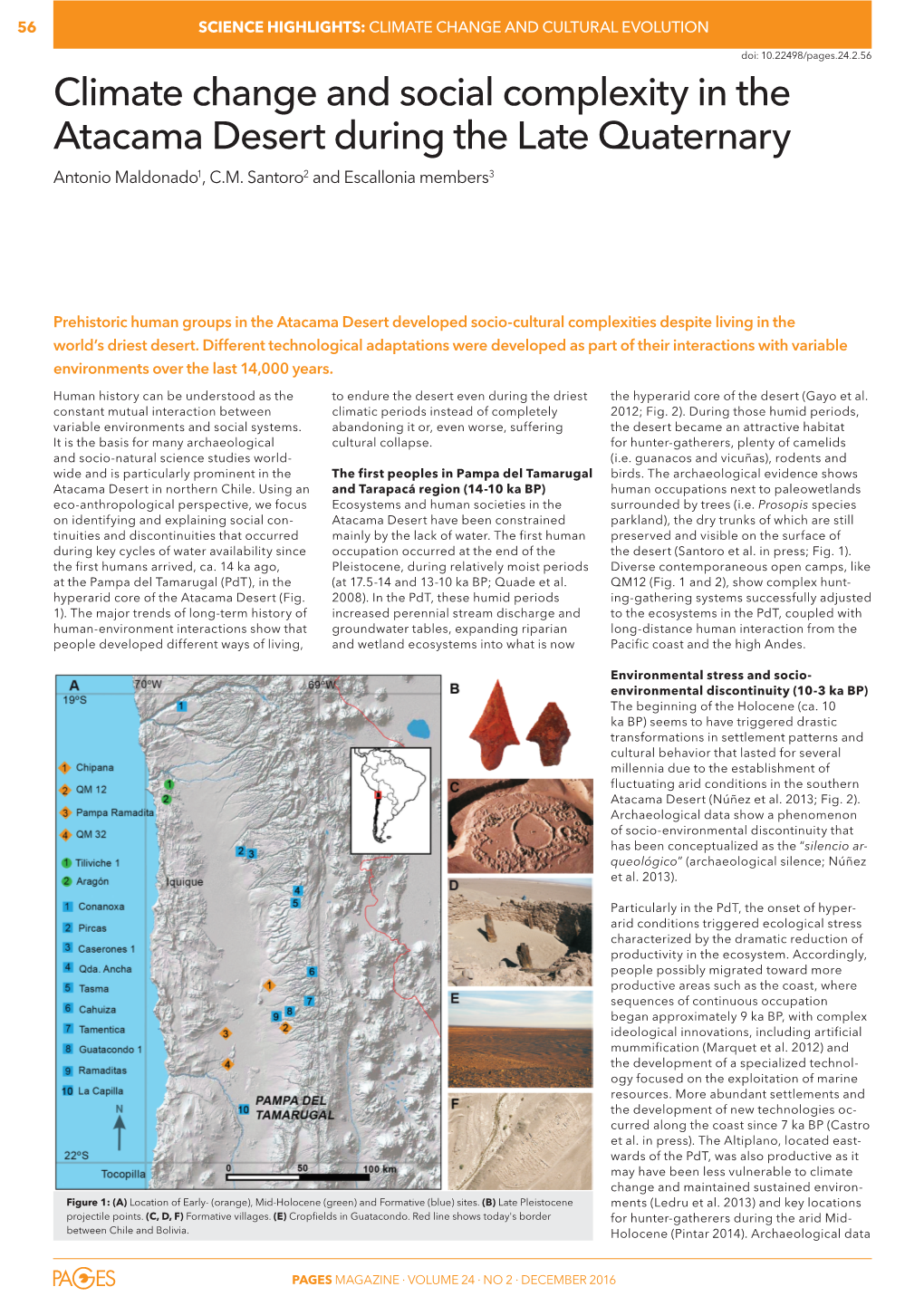 Climate Change and Social Complexity in the Atacama Desert During the Late Quaternary Antonio Maldonado1, C.M