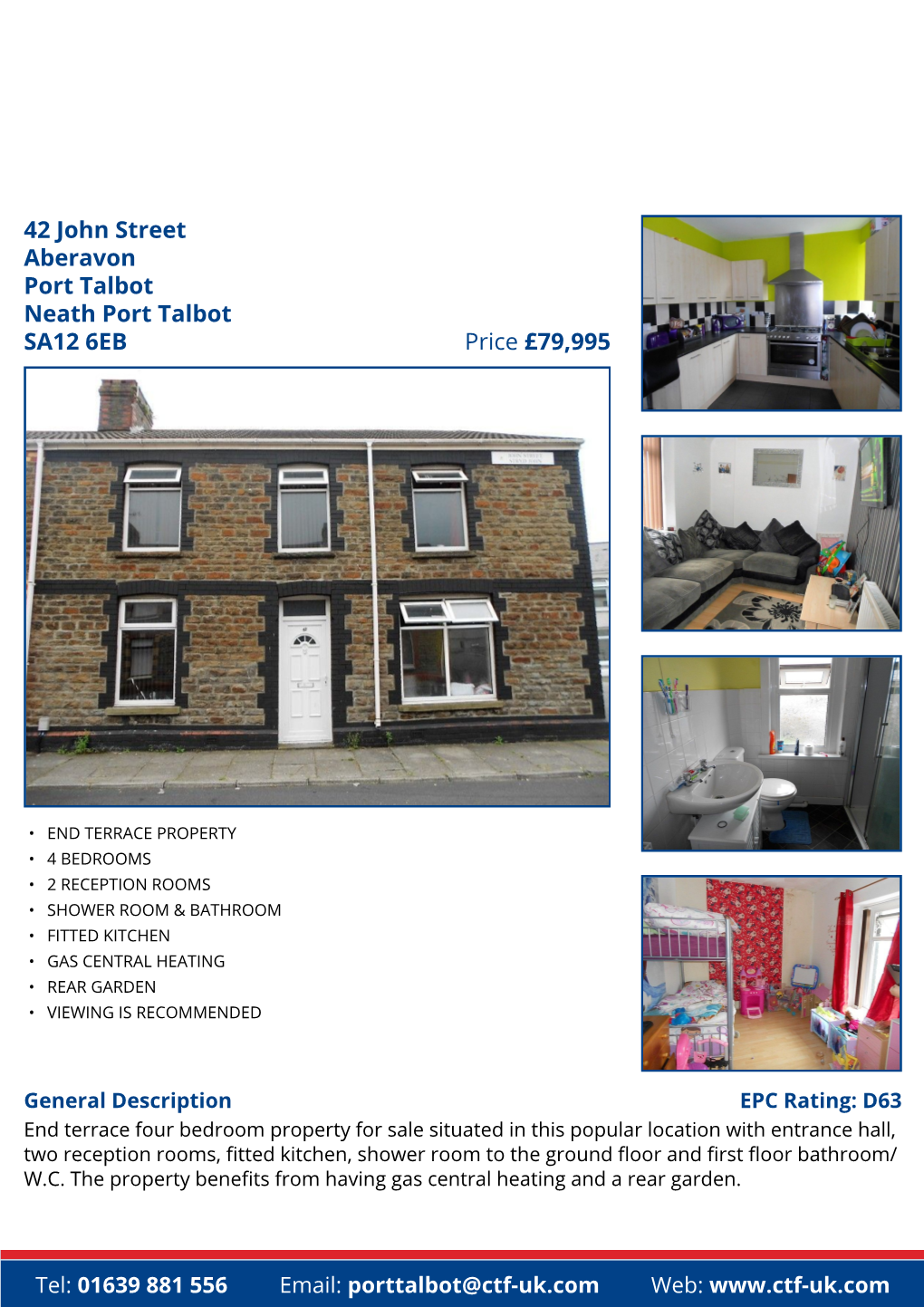 42 John Street Aberavon Port Talbot Neath Port Talbot Price £79,995