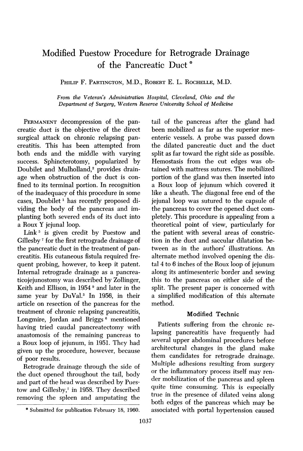 Modified Puestow Procedurefor Retrograde Drainage