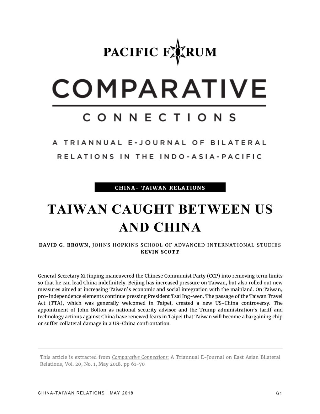 Taiwan Caught Between Us and China