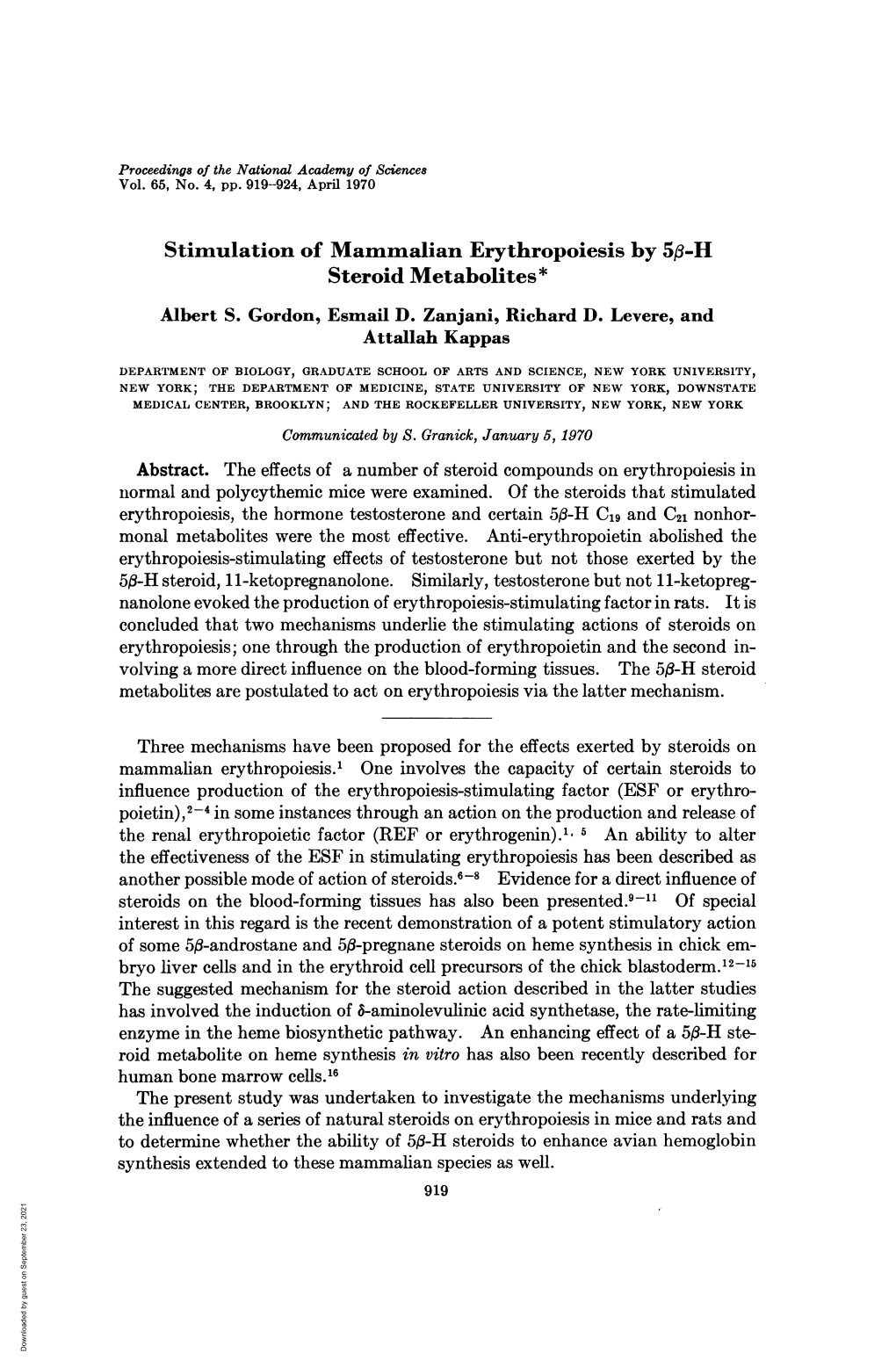 Steroid Metabolites* Albert S