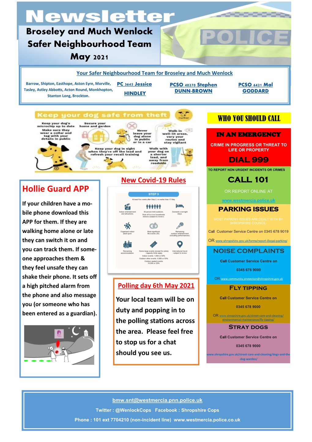 Broseley and Much Wenlock Safer Neighbourhood Team May 2021