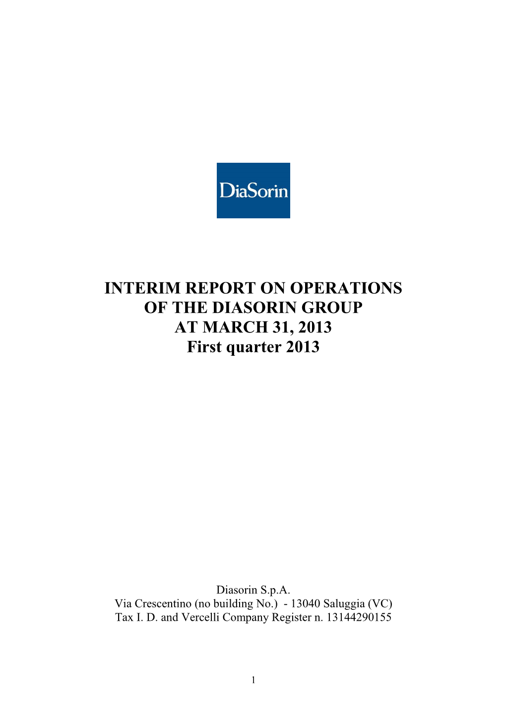 Report on Operations March 2013