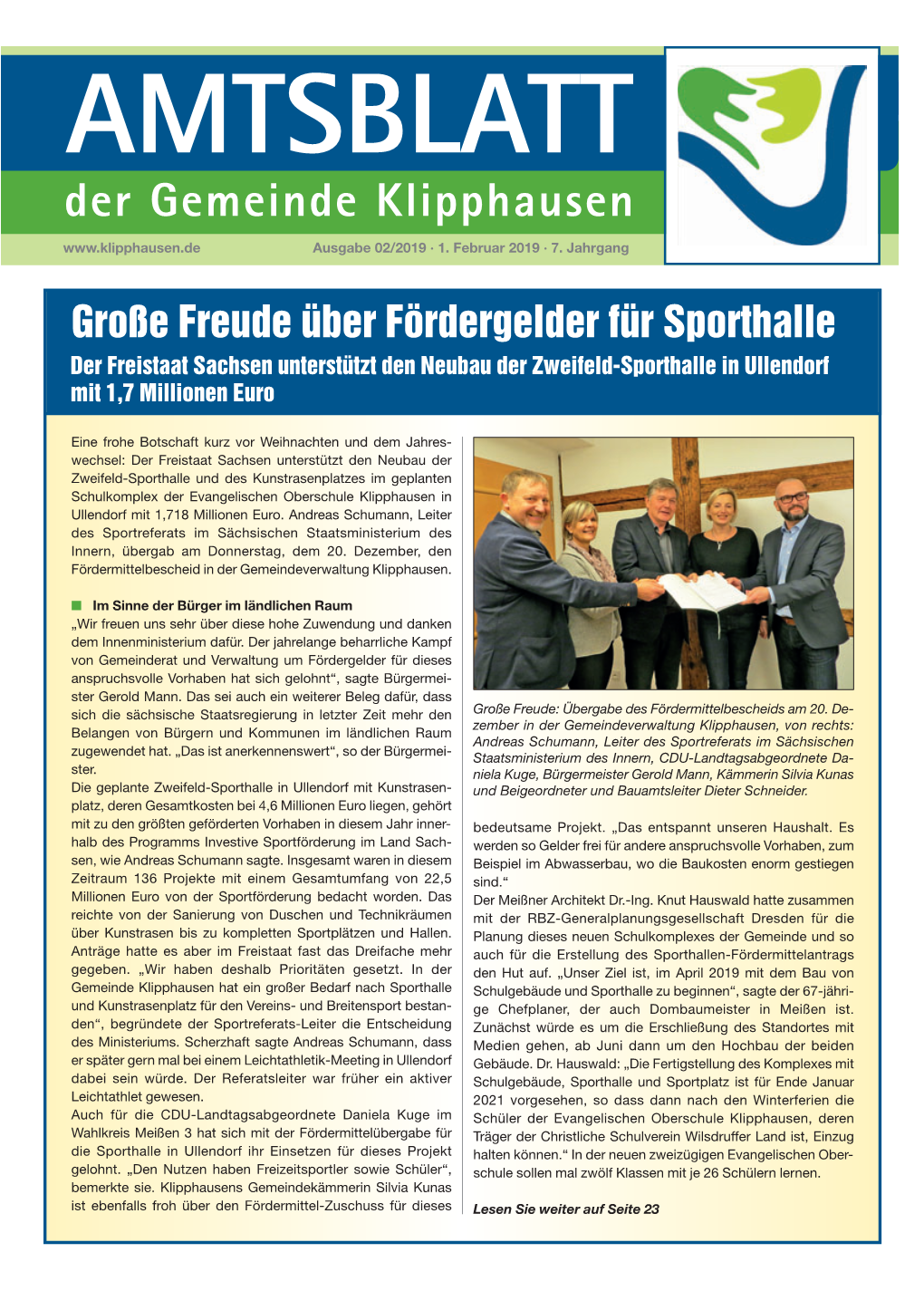 AMTSBLATT Der Gemeinde Klipphausen Ausgabe 02/2019 · 1