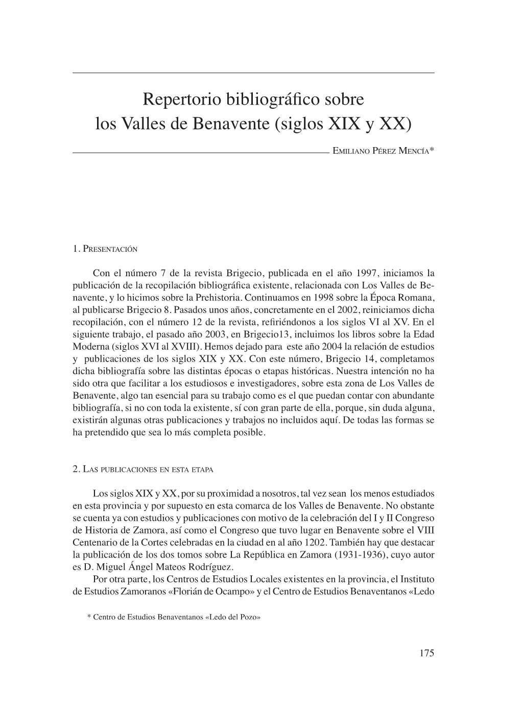 Repertorio Bibliográfico Sobre Los Valles De Benavente (Siglos Xix Y Xx)