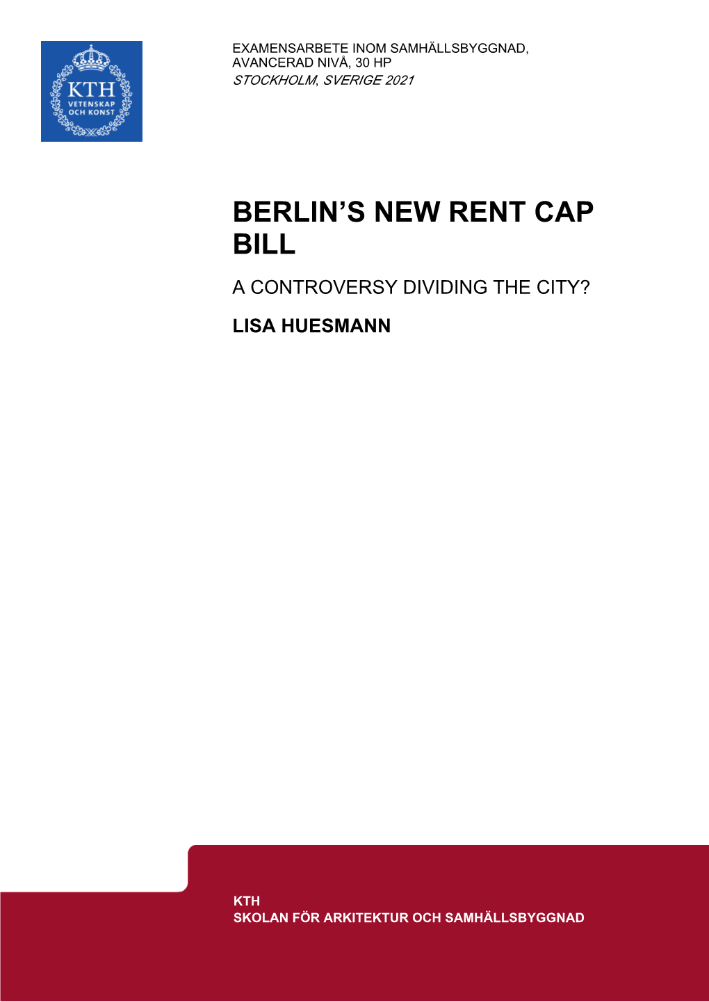 Berlin's New Rent Cap Bill