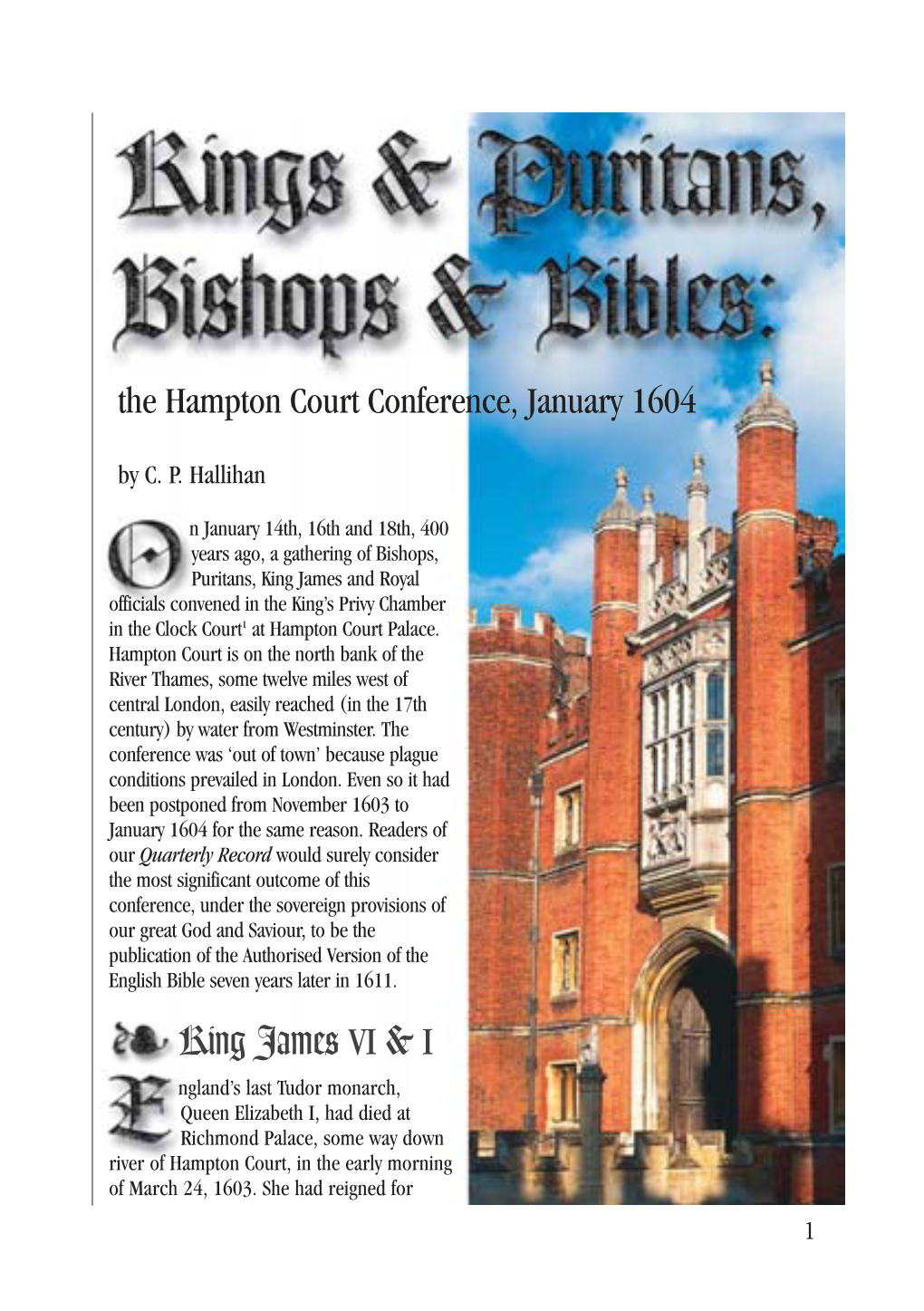 Kings & Puritans, Bishops & Bibles: the Hampton Court Conference